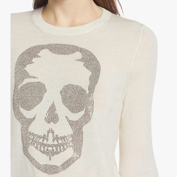 Zadig & Voltaire Women’s Distressed Miss Camo Skull Strass Sweater Size Medium - Picture 4 of 15